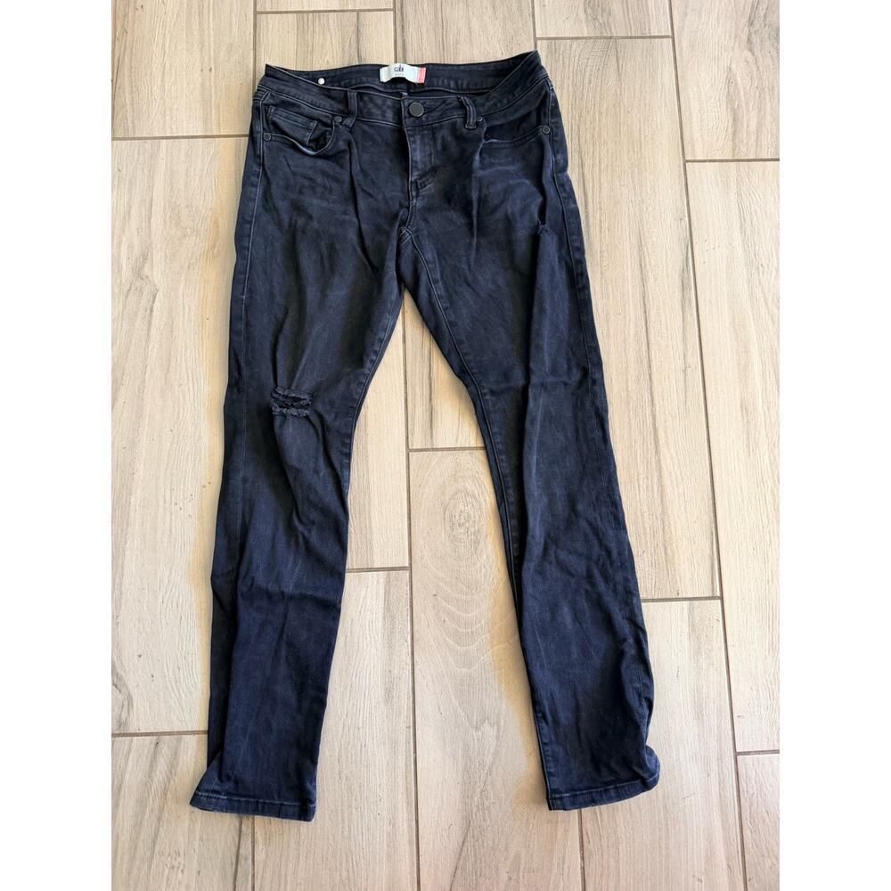 CAbi Jeans Womens Size 4 Black Slim Boyfriend Distressed Low Rise Style 3387